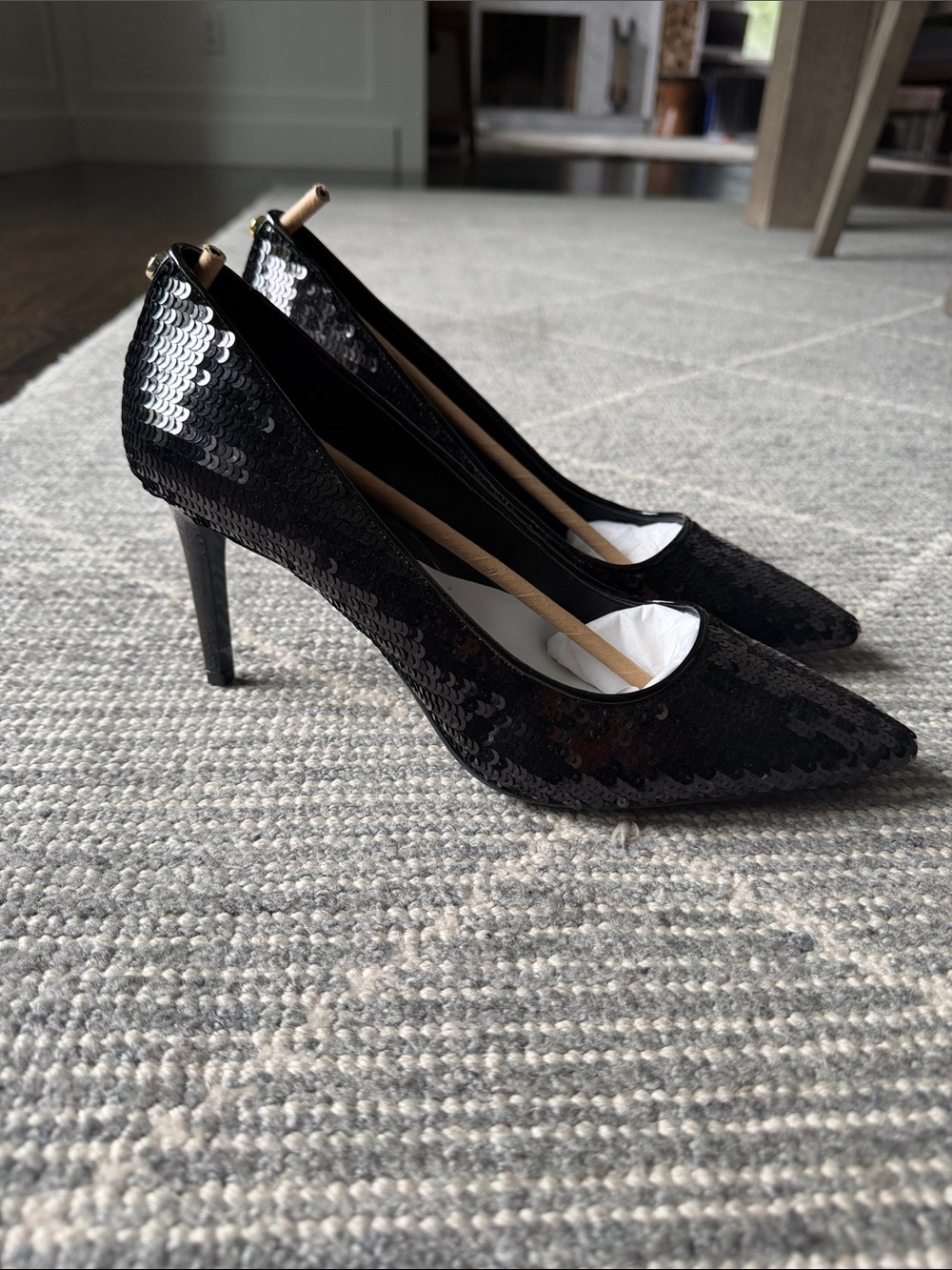 Michael Kors Black Sequin Pointed-Toe Stiletto Pumps